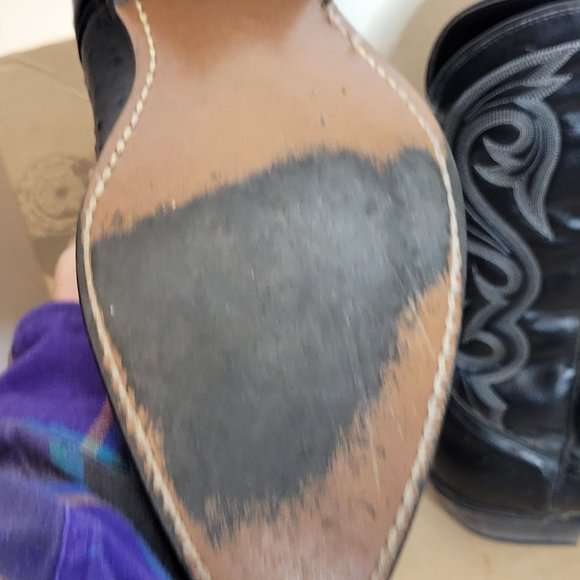 Vintage Acme Cowboy Boots Ostrich Print Mens 8.5 EW Black Original Box 80s - Picture 4 of 13